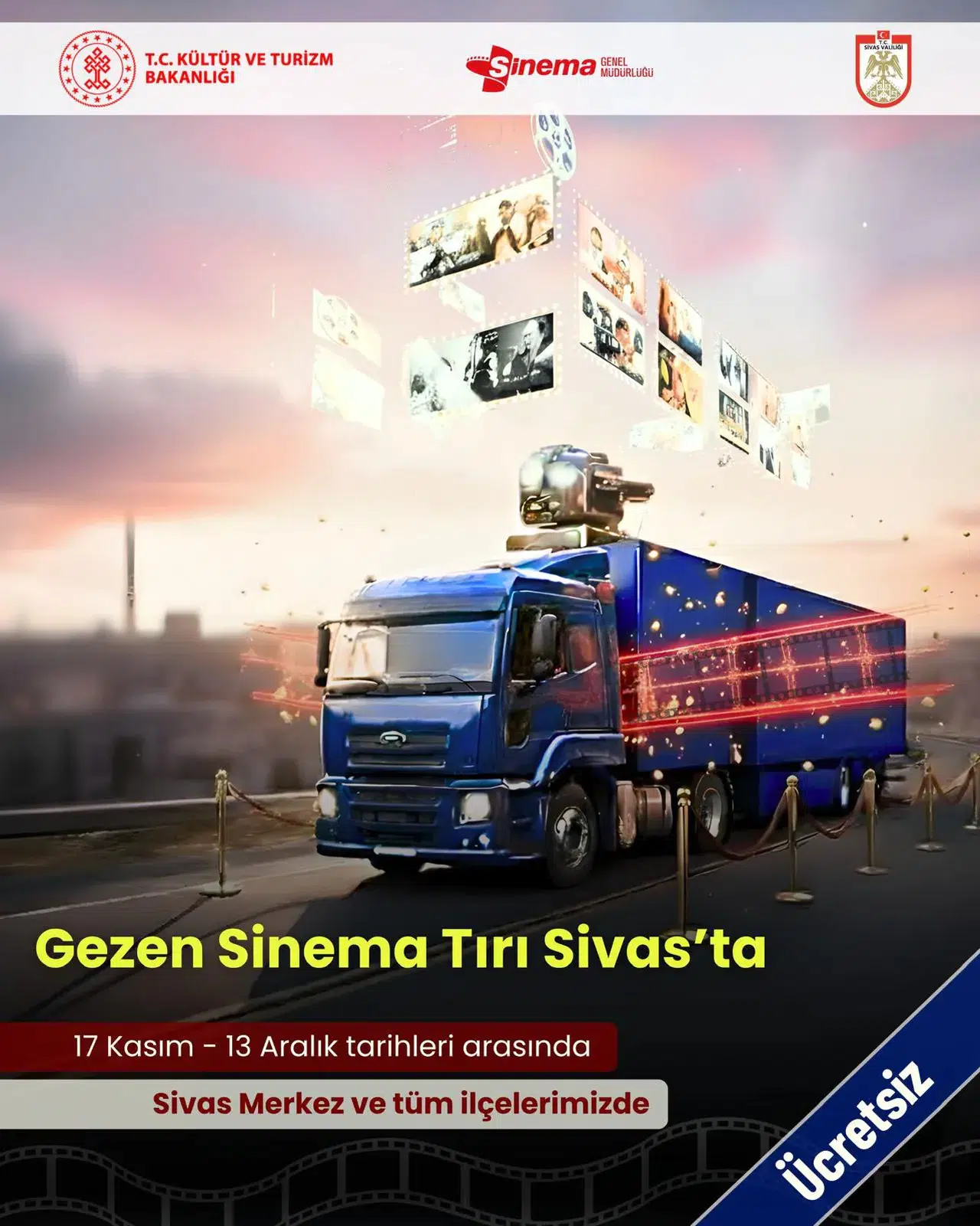 Gezici Sinema Tırı 19 Kasım’da Gemerek’te!