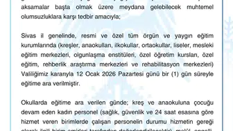 Sivas’ta 12 Ocak’ta Okullar Tatil