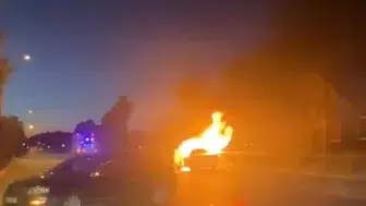 Çarpışan otomobil alev aldı! Trafik kısa süreli felç oldu