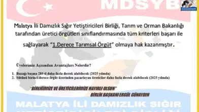 Malatya DSYEB'den Tarihi Başarı: "Birinci Derece Tarımsal Örgüt" Unvanı ile Üreticiye Ek Avantajlar!