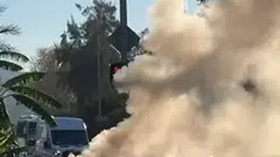 D-400 karayolunda korku dolu anlar: Araç alev topuna döndü!