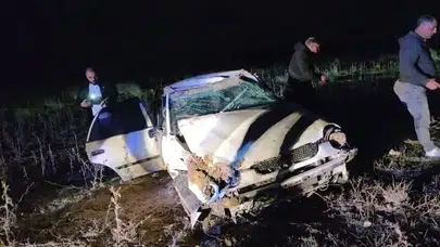 Aksaray’da feci kaza! Otomobil şarampole uçtu: 3 yaralı