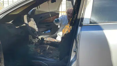 Karaman’da şok olay! Otomobilin direksiyon ve koltukları yandı