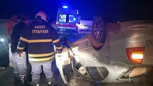 Hatay’da feci kaza! Takla atan otomobil ters döndü, sürücü yaralı