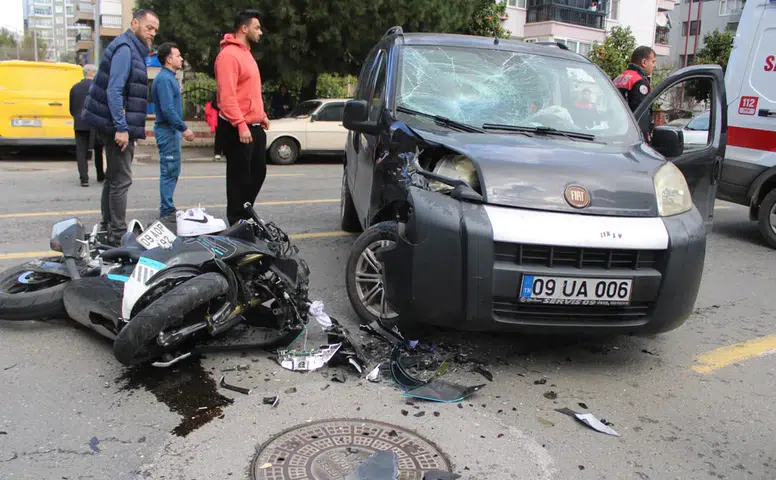 Aydın’da dehşet anları! Motosiklet sürücüsü metrelerce savruldu