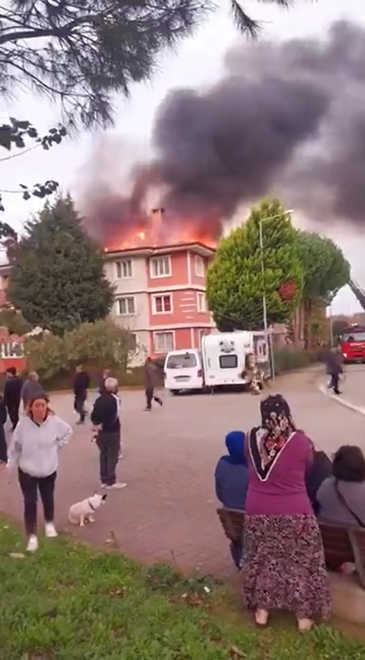 Çatıyı saran alevler gökyüzüne sardı! Korku dolu dakikalar 3
