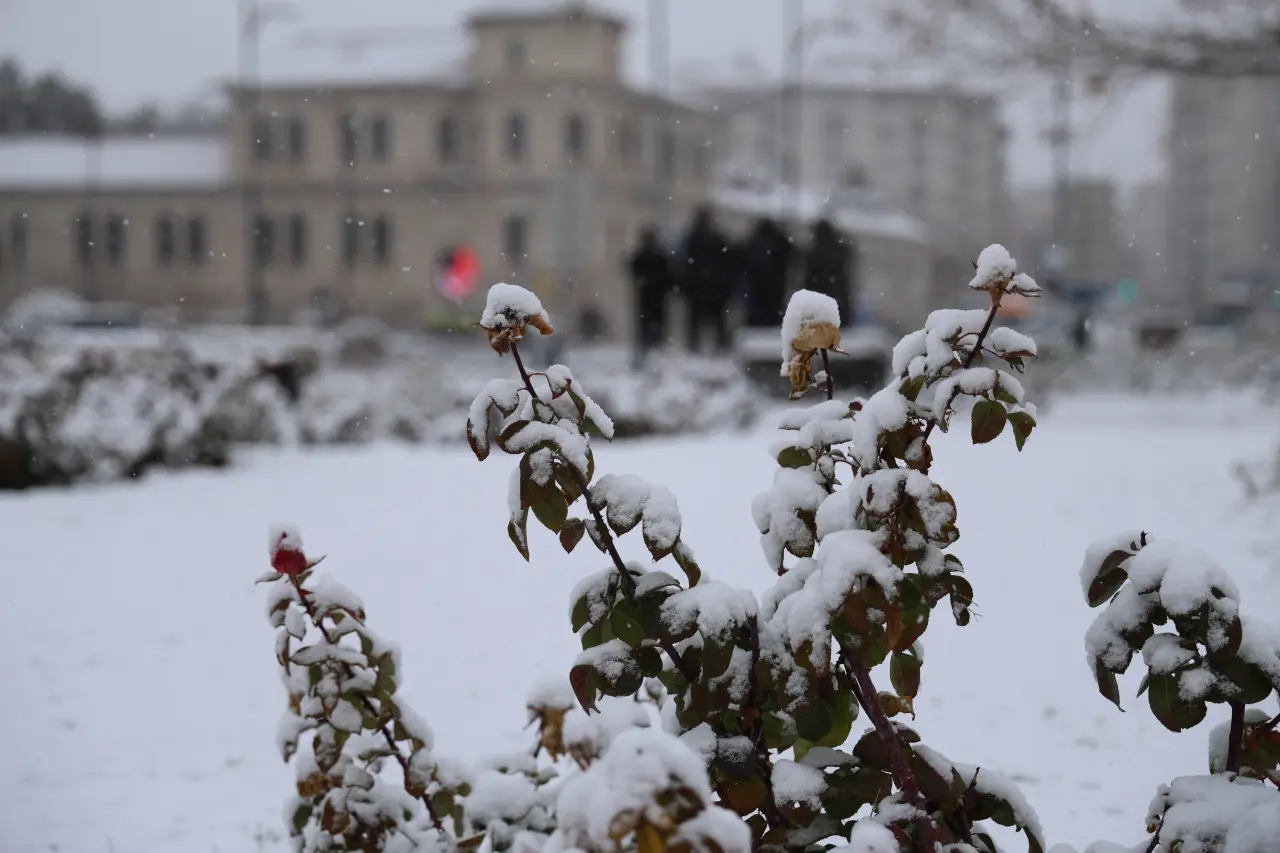 Sivas’ta beklenen kar yağdı: Tarihi meydan beyaza büründü 3