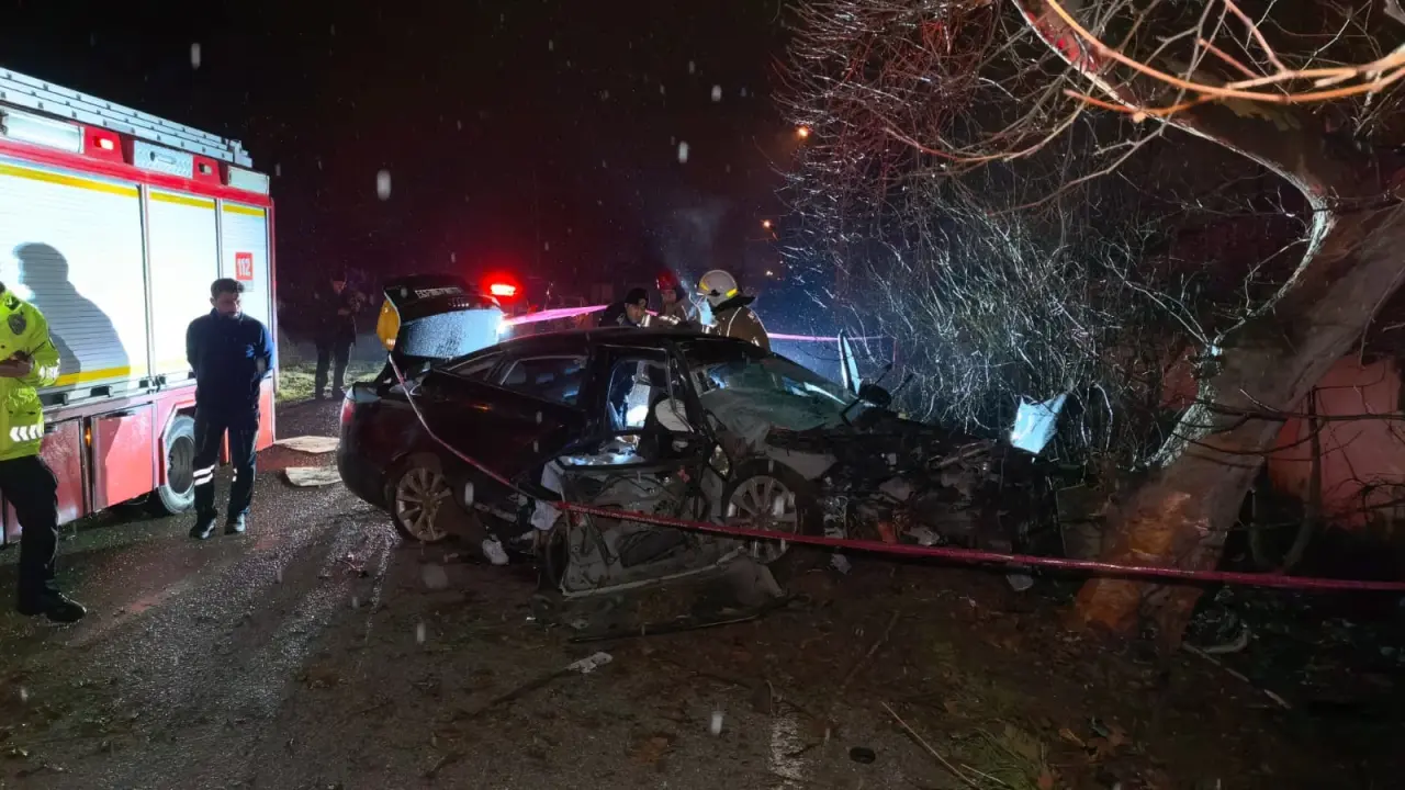 Kontrolünü kaybeden otomobil ağaca saplandı! 2 ölü, 2 yaralı 4