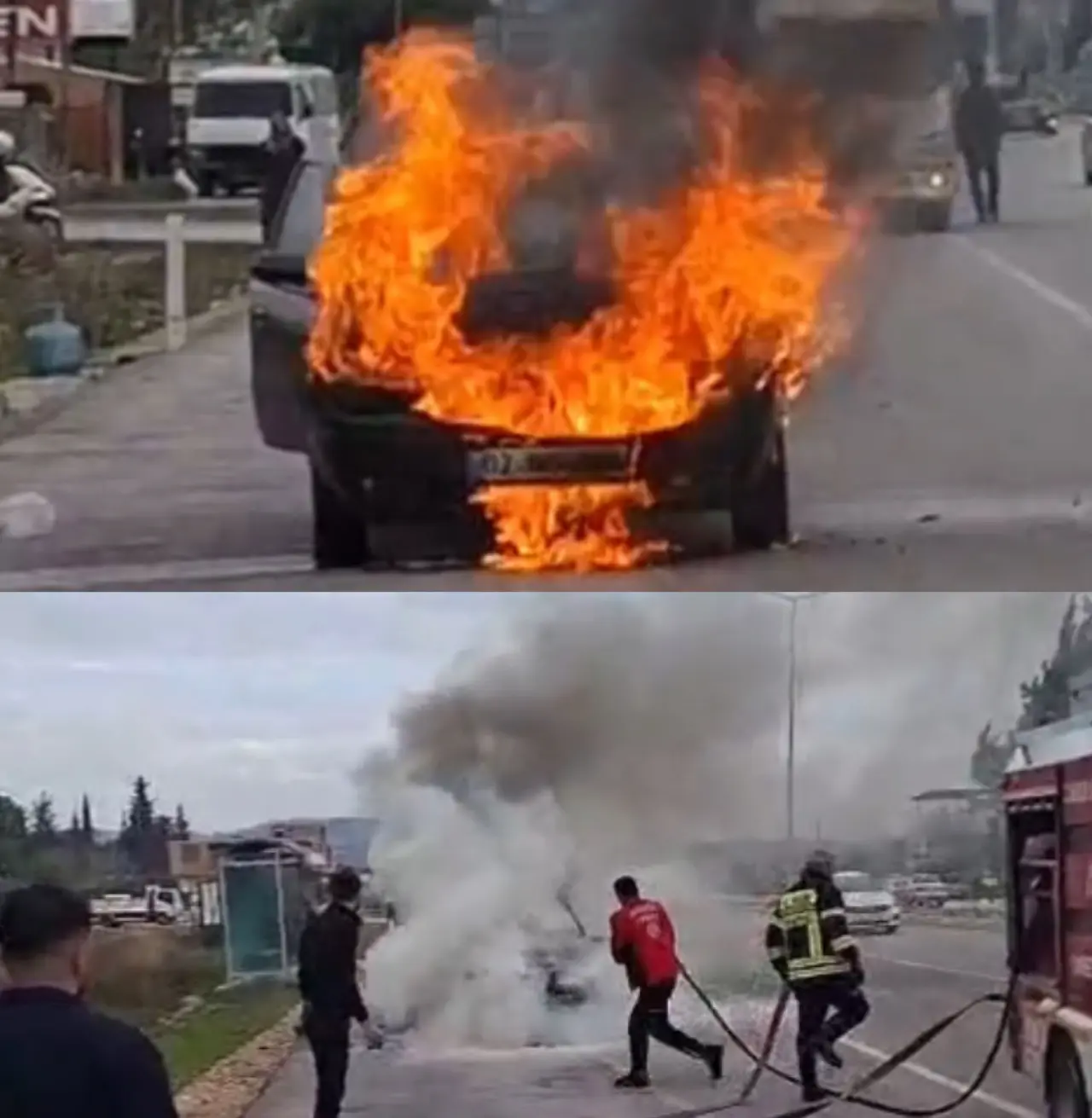 D-400’de korku dolu anlar! Seyir halindeyken alev topuna döndü 2